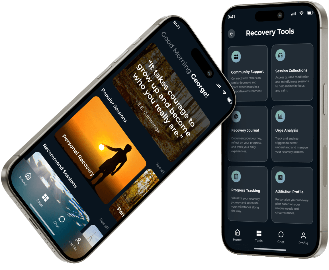 Two screens from the Incumental app: the daily home screen and the recovery tools